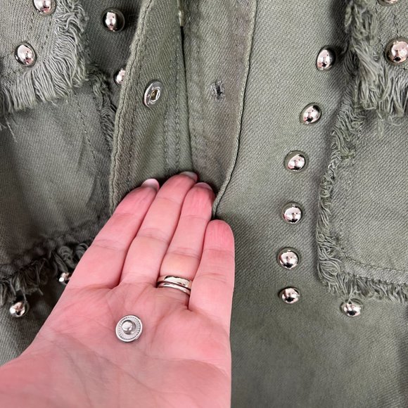 NWT Elan Studded Cotton Demi Jacket Olive Green Lightweight Size Medium M N2193 - Picture 9 of 16